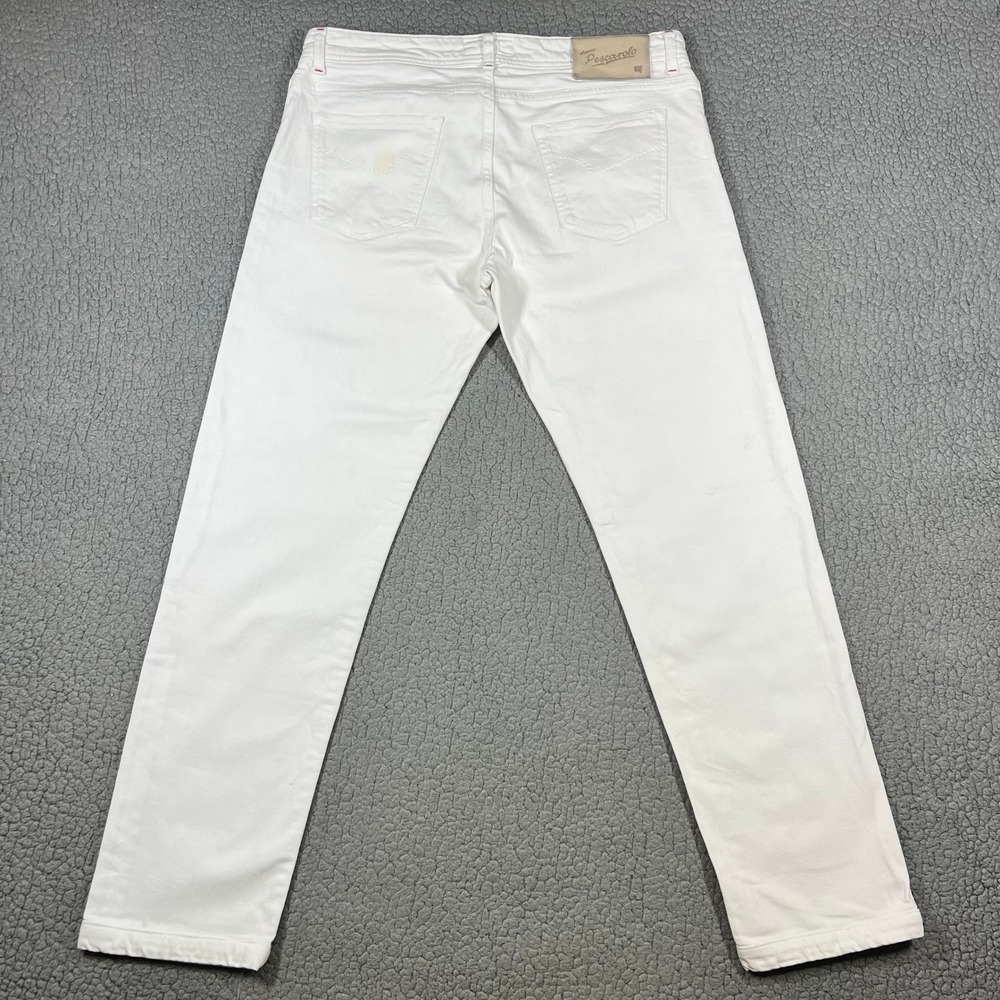 Marco Pescarolo Nerano Denim Jeans Napoli 1 White Mens 54 Made in Italy 39J16 - Picture 4 of 14